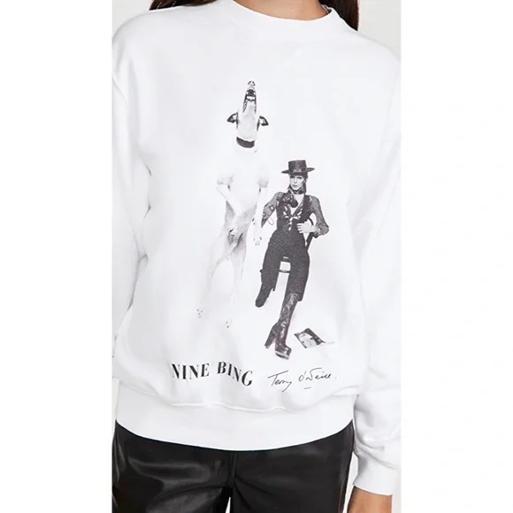 ANINE BING Ramona Sweatshirt AB x TO B White Pullover - Picture 4 of 14